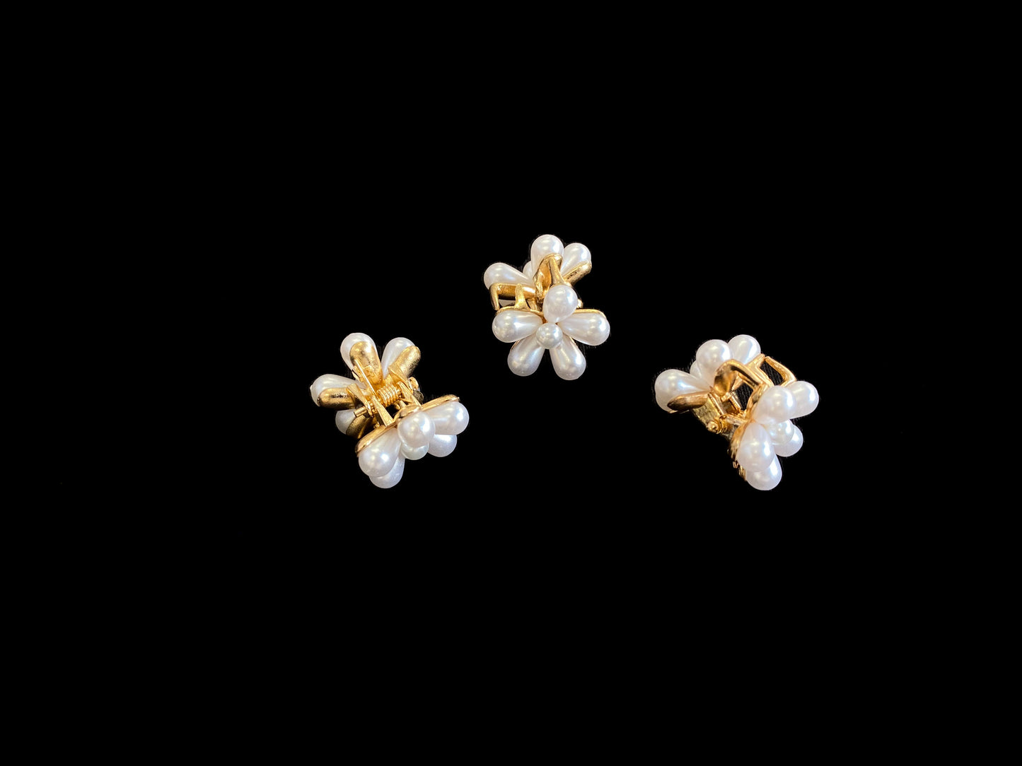花柄パール　ミニヘアクリップ　３個セット